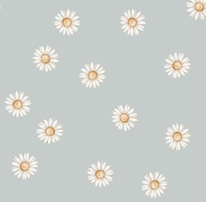 TAPETA DLA DZIEWCZYNKI STOKROTKI LITTLE DAISY BŁĘKITNA - DEKORILLO 
