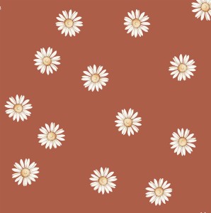 TAPETA DLA DZIEWCZYNKI STOKROTKI LITTLE DAISY CEGLANA - DEKORILLO 