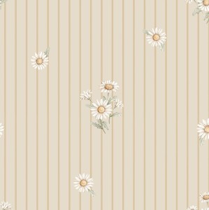 TAPETA DLA DZIEWCZYNKI STOKROTKI MINI DAISY PASKI - DEKORILLO 
