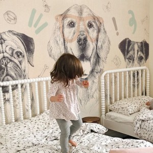 TAPETA DLA DZIECKA Z PIESKAMI DOGGIES BEIGE - MALUMI