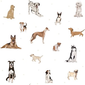 TAPETA Z PIESKAMI DOGS WHITE - DEKORNIK 