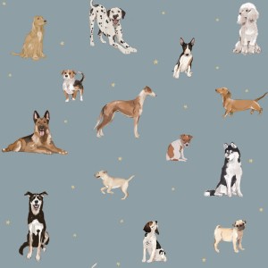 TAPETA Z PIESKAMI DOGS BLUE - DEKORNIK 