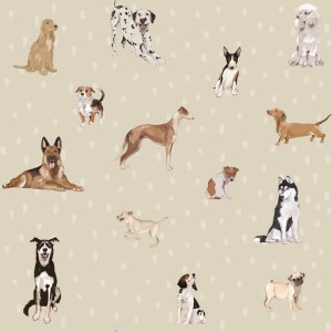TAPETA Z PIESKAMI DOGS BEIGE WITH DOTS - DEKORNIK 