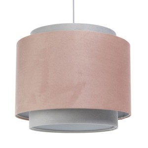LAMPA WISZĄCA Z PODWÓJNYM ABAŻUREM JAŚMIN BEBE DELIKATNY RÓŻ/SZARY