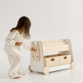 wooden shelf on wheels