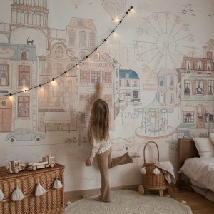 TAPETA DLA DZIECKA W KAMIENICE LE PETIT PARIS BEIGE - MALUMI
