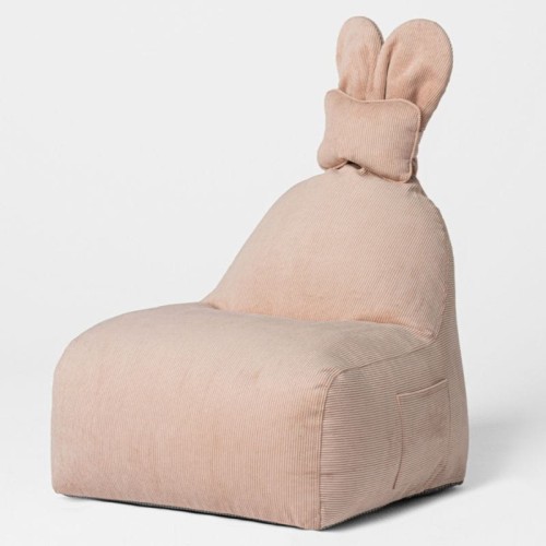 Pufa dla dziecka Królik z uszami Funny Bunny sztruksowa różowa - The Brooklyn Kids