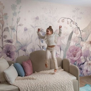 TAPETA DZIEWCZĘCA KWIATY BLOOM PURPLE - MALUMI
