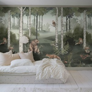 TAPETA DZIECIĘCA NEWBIE WILD FOREST MURAL 6943 SZEROKOŚĆ 294 CM WYSOKOŚĆ 265 CM - BORASTAPETER
