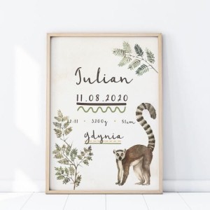 PLAKAT METRYCZKA LEMUR P354 - YOKO DESIGN
