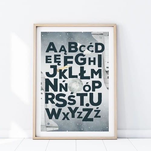 plakat alfabet kosmos