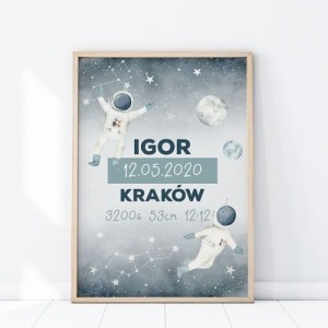 PLAKAT METRYCZKA ASTRONAUTA P318 - YOKO DESIGN
