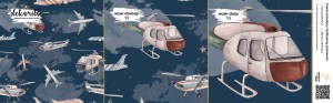 DEKORILLO SAMOLOTY I HELIKOPTERY GRANATOWA - PRÓBKA TAPETY