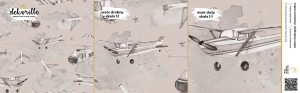 DEKORILLO SAMOLOTY I HELIKOPTERY SEPIA - PRÓBKA TAPETY