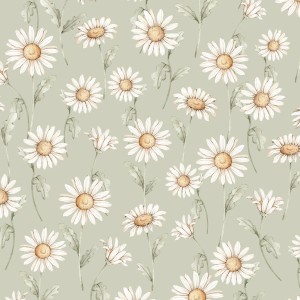 DEKORILLO STOKROTKI SUNNY DAISY ZIELONA - PRÓBKA TAPETY