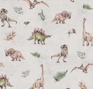 DEKORILLO ŚWIAT DINOZAURÓW SZARA - PRÓBKA TAPETY