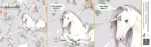 DEKORILLO UNICORN WITH FRIENDS WRZOSOWO-SZARA - PRÓBKA TAPETY