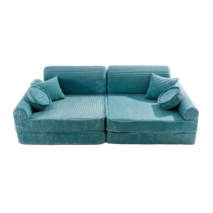 MEOW BABY - SZTRUKSOWA SOFA DZIECIĘCA PREMIUM AESTHETIC TURKUSOWA