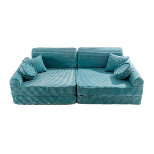 sztruksowa turkusowa sofa dla dziecka
