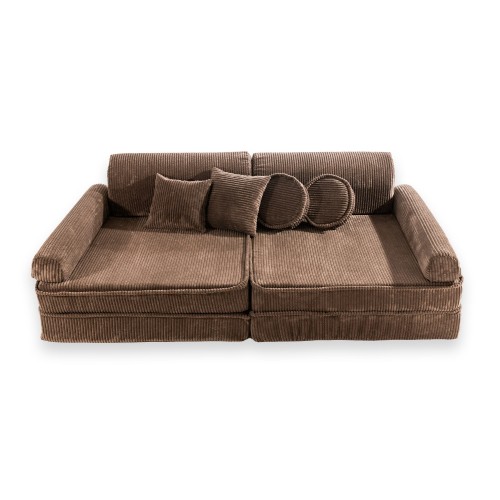 brązowa sztruksowa sofa dziecięca