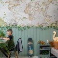 TAPETA MAPA ŚWIATA DINOZAURY BEŻOWA