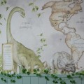 TAPETA MAPA ŚWIATA DINOZAURY BEŻOWA