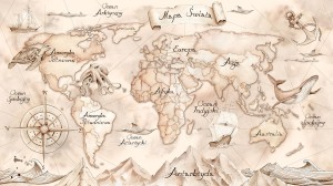 DEKORILLO MURAL MAPA ŚWIATA RETRO - PRÓBKA TAPETY