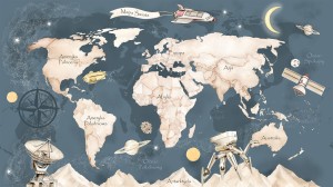 DEKORILLO MURAL MAPA ŚWIATA KOSMOS - PRÓBKA TAPETY