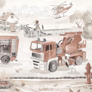 TAPETA DLA DZIECKA STRAŻ POŻARNA FIRE PATROL RETRO - MALUMI