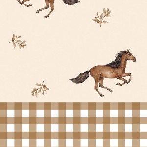 TAPETA W KONIE HORSES AND CHECK BROWN - DEKORNIK