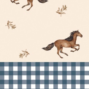 TAPETA W KONIE HORSES AND CHECK BLUE - DEKORNIK