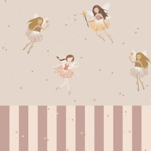TAPETA FAIRIES BEIGE AND STRIPES - DEKORNIK
