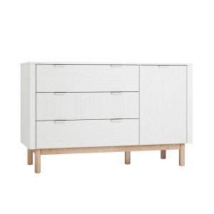 KOMODA 3 SZUFLADY + 1 DRZWI MILOO BIAŁA - PINIO