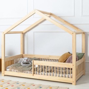 DREWNIANE ŁÓŻKO DOMEK Z BARIERKĄ MODEL RMW