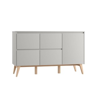 KOMODA 4 SZUFLADY + 1 DRZWI SWING SZARA - PINIO