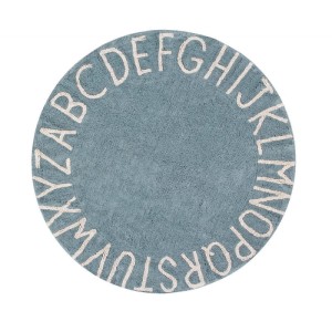 DYWAN DZIECIĘCY ROUND ABC VINTAGE BLUE NATURAL 150 cm - LORENA CANALS