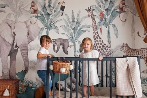 blog pokój rodzeństwa tapeta safari