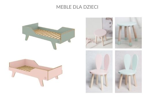 różowe miętowe meble do pokoju dziewczynki